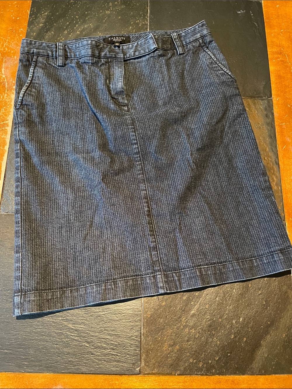 Talbots Navy Pinstripe Pencil Skirt